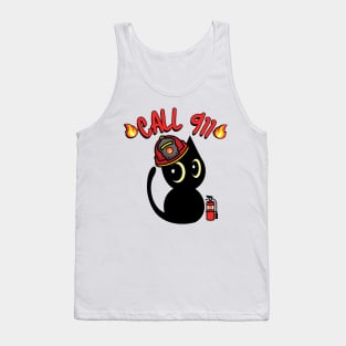 Firefighter Black Cat Tank Top